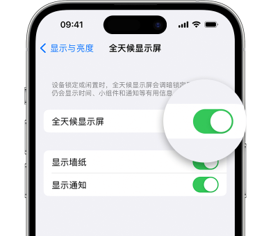 白山苹果15预约维修分享iPhone15如何设置全天候显示屏幕可见 