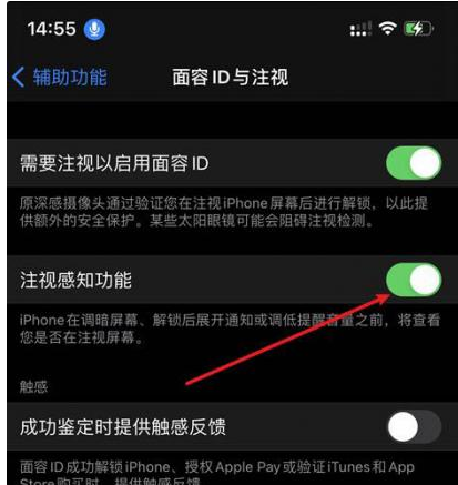 白山苹果14维修网点分享iPhone14注视感知功能有什么用 