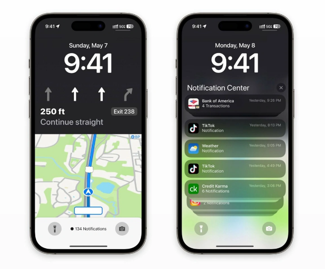 白山苹果维修服务分享iOS17锁屏地图导航半屏显示长什么样 